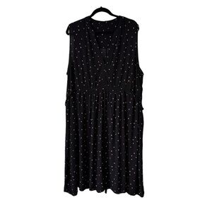 Pennington’s Black Flower Sleeveless V-Neck Empire Waist Plus Size Dress - 3X